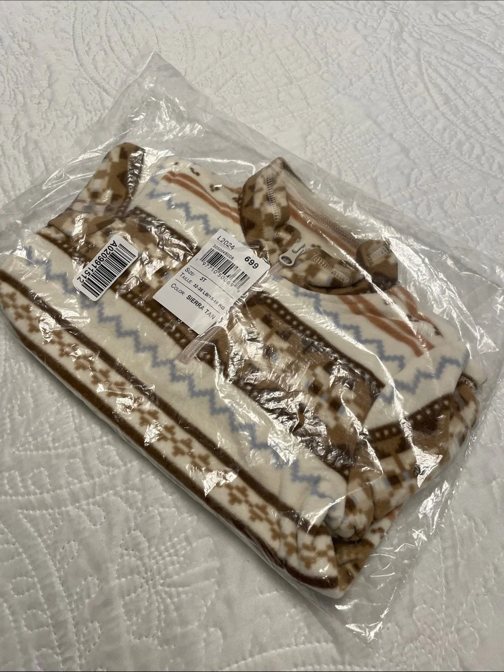 NWT The Children’s Place 3T SIERRA TAN Half Zip Pullover Micro-fleece Fair Isle
